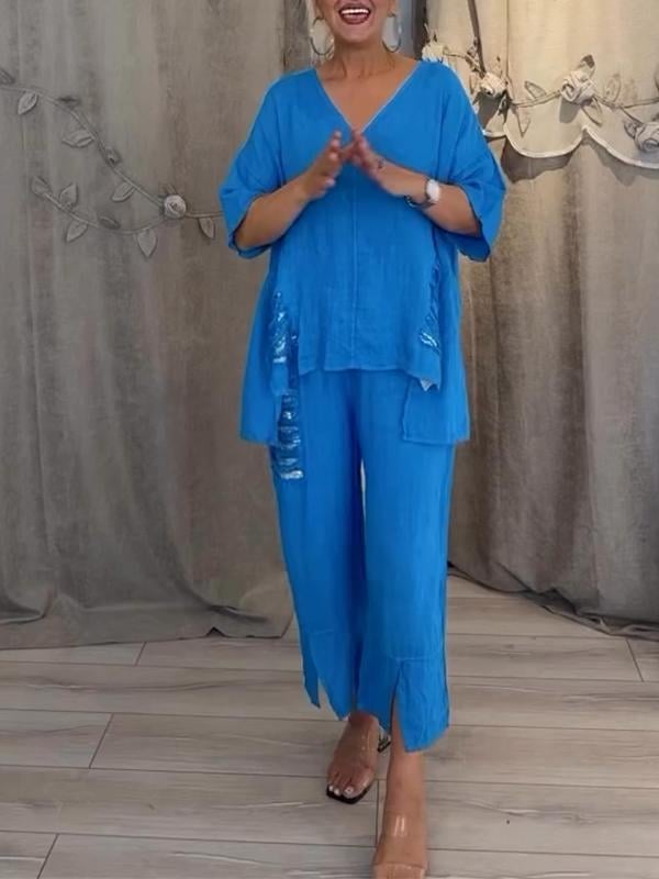Completo Donna Due Pezzi Cotone Lino