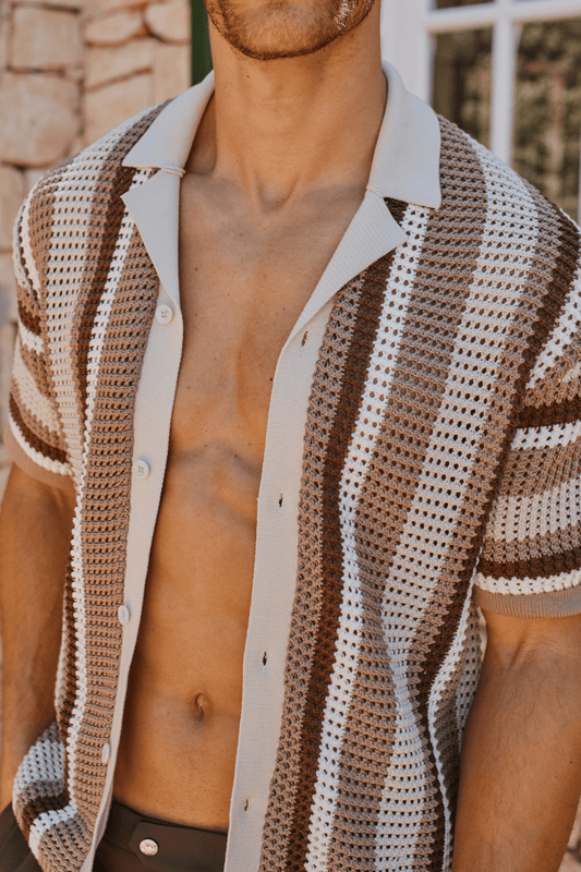 Camicia in maglia crochet Dellamore marrone - Stile senza tempo