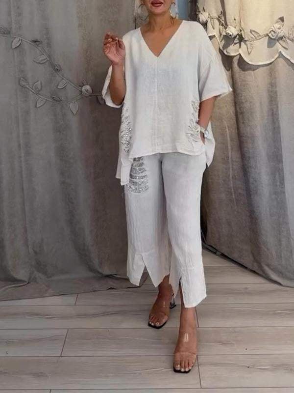 Completo Donna Due Pezzi Cotone Lino